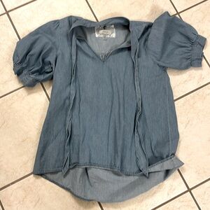 Denim puff sleeve top